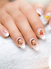 1pc Custom Face Nail Sticker, Custom Nail Decals, Personalized Custom Photo Nail Waterproof Decals, 0.8*0.8cm Nail Tattoo, Fashionable Nail Art, Custom Nail Decals, Custom Face Sticker, Personalized Christmas Gift, Nail Sticker Practice Sheet Nail Supplies Nails - Clear - View 5