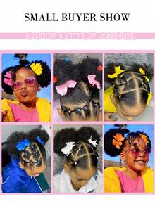 Kids Soft Cute Puff Elastic Band Twist Ponytail Go Afro Kinky Marley Bouncy For Baby Girls 2pcs ﻿