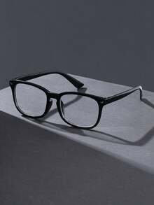 1-2 Pairs Men's Plastic Geometric Full Frame Classic Modern Minimalist Style Versatile Casual Basic Transparent Glasses, Suitable For Street Photography, Office Attire, Back To School, Driving, Daily Life, Phone Decoration - Clear - View 16