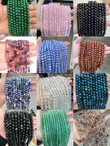 15 英寸串珠，直径 4 毫米、6 毫米、8 毫米、10 毫米，天然石圆珠 - 虎眼石/黑曜石/玛瑙/水晶等。能量清洁/增强天然治疗石，适用于 DIY 珠宝制作、手链、项链和工艺品 - 彩色 - 查看 1