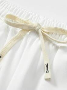 Men's Knitted Straight Leg Casual Pants, Minimalist Versatile Loose Fit Sweatpants For Spring And Autumn - White - View 3