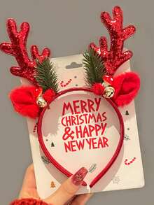 2 piezas de diademas con cuernos de reno de Navidad para mujer, tocados brillantes de reno, adecuados para fiestas, festivales, decoraciones de Año Nuevo, Halloween, decoraciones navideñas, artículos esenciales para decoraciones navideñas del hogar