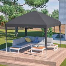 Pavilion 3x3m Pop-Up, High-Rise Faltpavillon Gartenpavillon Mit 4 Sandsäcke & Tragetasche (Schwarz) - Black - View 1