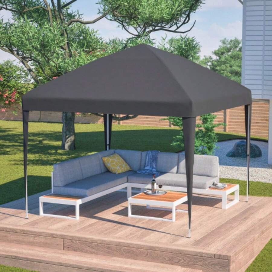 Pavilion 3x3m Pop-Up, High-Rise Faltpavillon Gartenpavillon Mit 4 Sandsäcke & Tragetasche (Schwarz) - Black - View 1