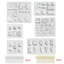 6 Khuôn nhựa làm khuyên tai - Khuôn nhựa Epoxy - Khuôn trang sức silicon có lỗ - Khuôn đúc nhiều hình dạng và kích cỡ phù hợp làm khuyên tai, mặt dây chuyền, móc khóa, làm đồ trang sức, đồ thủ công DIY - trắng - Xem 12