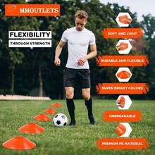 755025 Pack, Pro - Grade Soccer Training Cones Set, Durable Agility Soccer Cones With Carry Bag Strap Holder Sports Training, Soccer, Basketball - Trusted By Athletes - Orange + 25 - View 5
