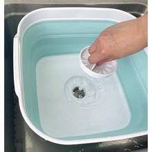 10L 2.64 Gallon Collapsible Dishpan With Draining - Foldable Washing Basin - Portable Dish Washing Tub - Space Saving Kitchen Storage Tray 1, Black - 1 + Trắng/Xanh hồ - Xem 6