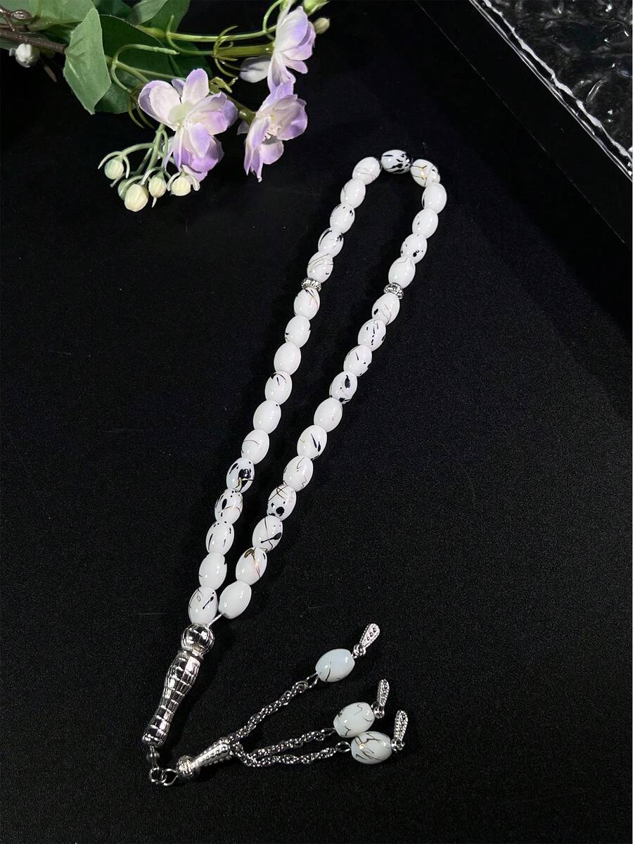 1pc Middle Eastern Muslim Exclusive Faith Accessory, Multi-Color Glass Oval Tasbih (Prayer Beads), Integrating Religious Culture And Artistic Aesthetics, Suitable For Worship And Daily Wear, High-Quality Religious Item