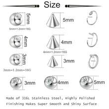 Fake Piercings Fake Eyebrow Ring Fake Lip Labret Studs Replacement Balls Spike With 100Pcs Sticker Non-Piercing Nose Rings Hoop Body Jewelry Fake Skin Piercing 3MM 4MM 5MM(Silver){Inchcolor_nameinch:InchSiverSetinch} - 銀集 - 查看 5