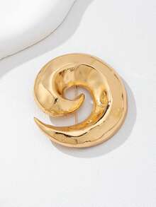 1pc 2025 Cross-Border Autumn/Winter Hot-Selling Fashionable New 18K Gold Plated Spiral Seashell Round Brooch For Women, Versatile Minimalist Ocean Style For Daily Wear, Holiday Gift