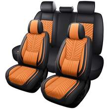 Nappa Leather 5 Seat Luxury Car Seat Covers Full Set Cushion Protector Fit Single Front Seats And Solid Bench 40/60 50/50 60/40 Split Bench Back Universal Fit For Most Cars 4 Season Use - trái cam - Xem 9
