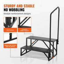 RV Steps, 2-Step RV Stairs, 440 LBS Load Capacity, Thickened Carbon Steel, With Handrail, Non-Slip Steps For Entry And Exit, Suit For RV, Trailer, Camper Steps - 黑色 - 查看 5