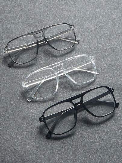 1/3 Stück Herren Vintage klassischer Piloten Rahmen, moderner, simpler, eleganter und modischer Klarglas Brille für den täglichen Gebrauch, Outdoor, Schule, Lesen, Fotografieren und Alltag als Accessoire.