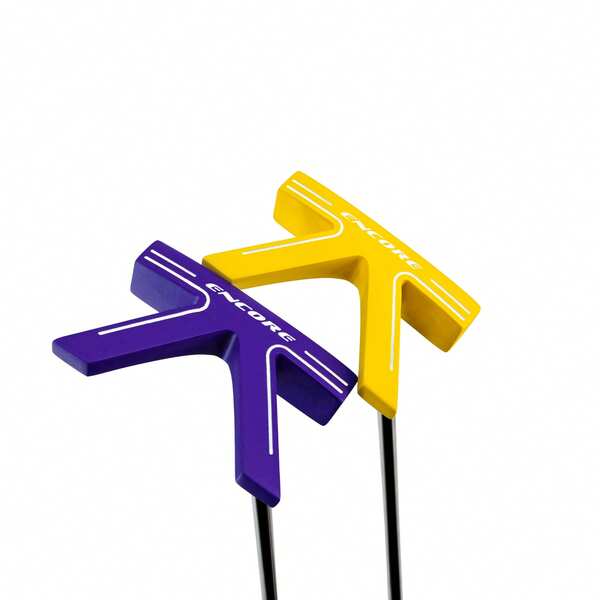 Putter Encore Lettre K | 34 pouces Droitier | Face usinée CNC | Jaune et Violet | Putter Mallet à MOI élevé pour Hommes et Femmes | Cadeaux d'anniversaire de golf pour Papa, Mari, Golfeur | Entraîneur de putting révolutionnaire | Idée de cadeau de Noël, Fête des Pères