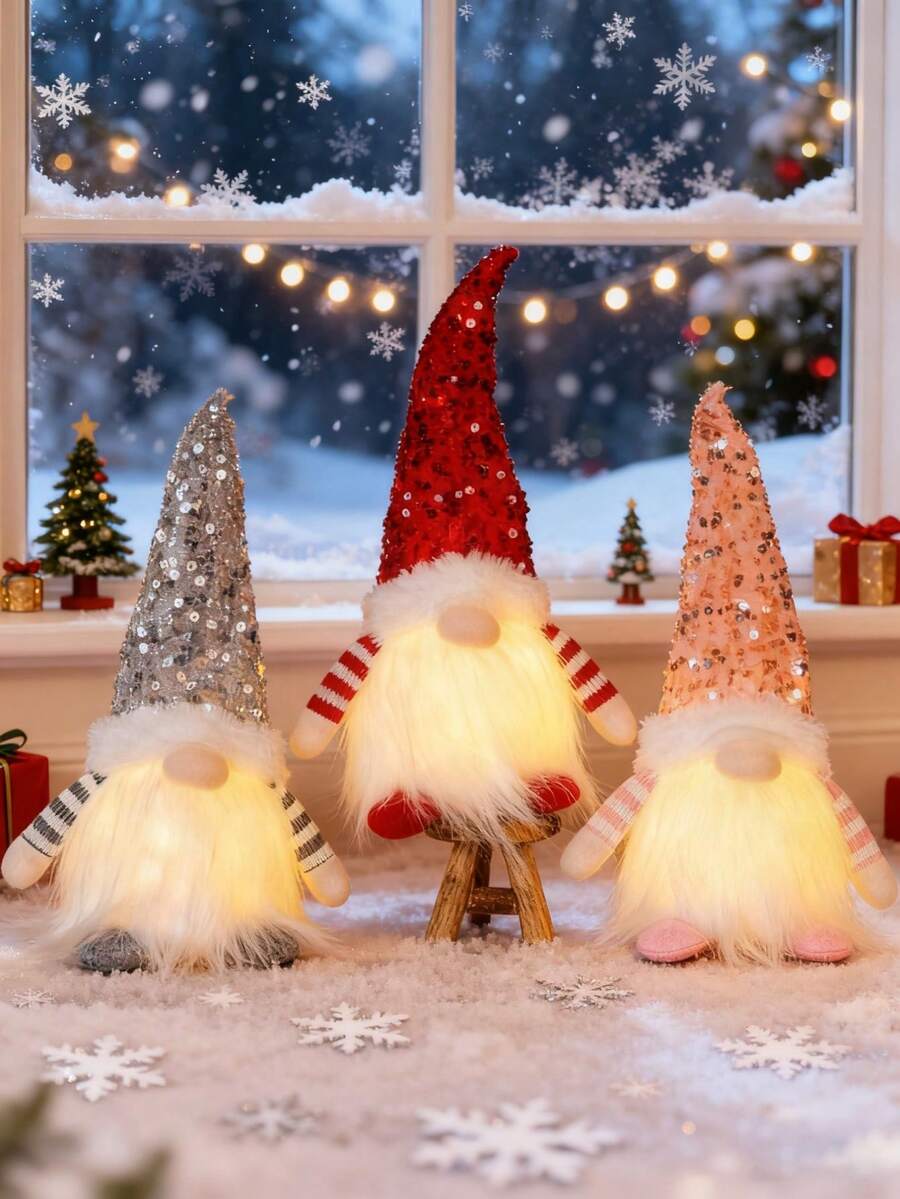 1Pc Lighted Christmas Gnomes-Faceless Rudolph Figurine Decorations Indoor Gift - 12" H Cute Holiday Gnome Christmas Decor Christmas Decorations Indoor For Bedroom Home Xmas Decor