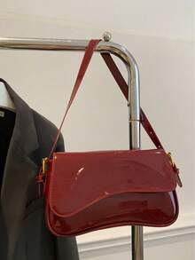 Túi vuông nắp gập tối giản, nhẹ, dành cho nữ sinh viên đại học, tân binh và nhân viên văn phòng, hoàn hảo cho văn phòng, đại học, công sở, kinh doanh, đi làm, ngoài trời, du lịch, đi chơi, túi màu đỏ tía thời trang, túi xách thanh lịch cho nữ - Đỏ - Xem 5