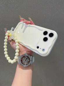 1 Ốp lưng điện thoại chống trượt màu trơn tối giản, dễ thương tương thích với iPhone 16 15 14 13 12 11 Pro Max Plus X XS XR, Ốp lưng bảo vệ điện thoại bằng TPU mềm chống rơi, mới nhất tương thích với iPhone 17/17Air/17Pro/17promax Dây chuyền bóng màu trơn - Màu be 1 - Xem 4