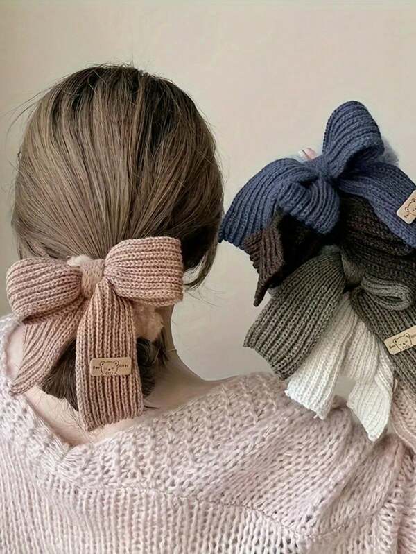 1 pezzo Fermaglio per capelli in peluche con fiocco grande - Accessori per coda di cavallo morbidi e confortevoli per le donne, Mollette carine adatte per occasioni quotidiane e formali, Fascia per capelli in peluche con fiocco grande, Accessorio per capelli carino con fascia elastica, Regalo, Viaggio, Regalo per donne, Accessori per capelli, Regalini per calze