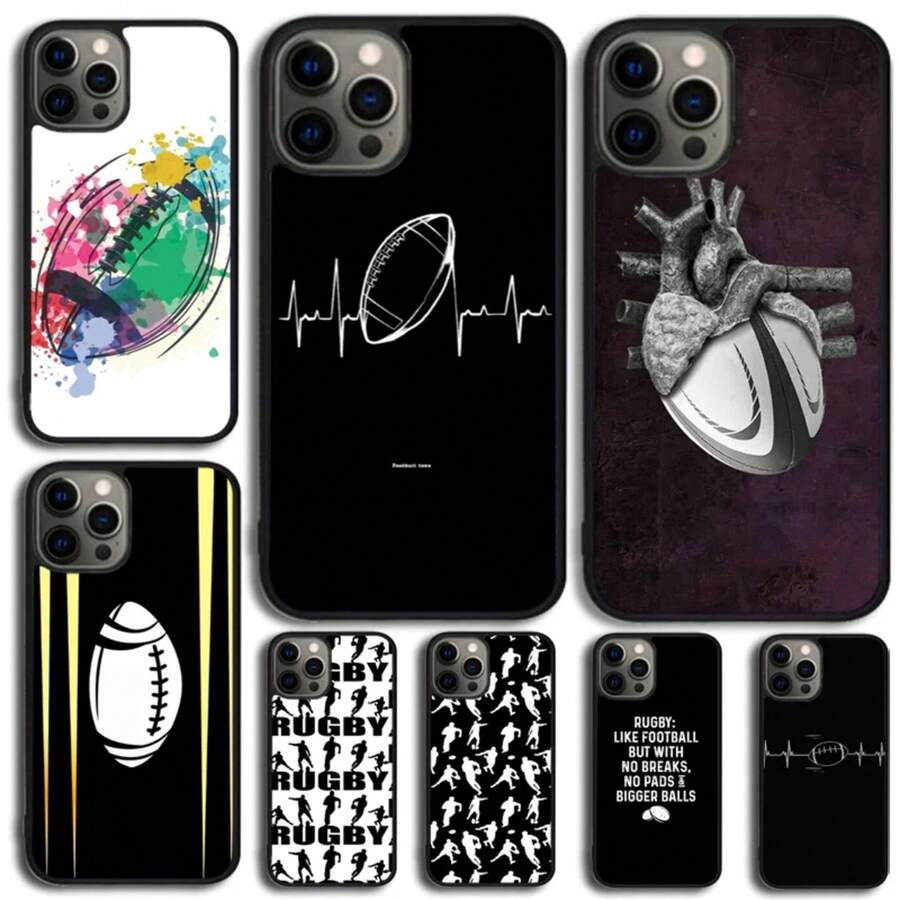 Custodia per telefono sportiva da rugby compatibile con Apple 17 Air, 11 Pro Max, Plus, SE 2020, custodia compatibile con 17 Air, 14, 15, 16, 13, 12 Max, custodia compatibile con 17, 17 Pro, 17 Pro Max