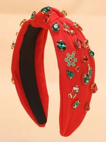 1 قطعة شريط رأس للنساء بتصميم شجرة عيد الميلاد والأجراس والثلوج والأحذية والأحجار الكريستالية، إكسسوار شعر لعيد الميلاد، ديكور عيد الميلاد، شريط شعر