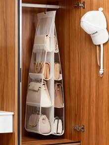 1 pezzo/2 pezzi Organizer salvaspazio con 1/6/8 scomparti, organizer multistrato portatile per borse e borsette da appendere nell'armadio, supporto per borse, design pieghevole per una facile conservazione quando non in uso, facile da trasportare, organizer per portafogli, scaffale per borse, forniture scolastiche, accessori scolastici, decorazione per la stanza, decorazione per la casa, organizer per studenti universitari, adatto per camere da letto, soggiorni, corridoi, armadi o scaffali, ecc.