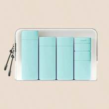 Set de 6 piezas para viaje, incluye botellas de champú, gel de baño, loción, hidratante, envases cosméticos vacíos, set de almacenamiento portátil - Multicolor - Ver 9