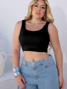 Versatile And Comfortable Women's Fashion Cropped Top - Black - View 2