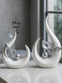 White With Gold/Silver Home Decor Items, Mid-Century Modern Decor Table Decor White, Abstract Art Ceramic Shape Statues And Sculpture Centerpieces Decorative Table, Bookshelf Resin Decor, Perfect For Mother's Day Gifts, And Wedding Decor.
