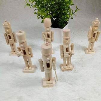 1pc/6pcs Unpainted DIY Wooden Nutcracker Soldier Puppet Christmas Nutcracker Decor, Best Gift Christmas Decorations Home Christmas Gifts Christmas Decor