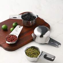 1 Set Stainless Steel Measuring Cup And Spoon Set, Baking Tools Coffee Bean Scoop With Measurement Markings, Suitable For Dry And Liquid Ingredients, Cooking And Baking Kitchen Gadgets, Dishwasher - Multicolor - View 7