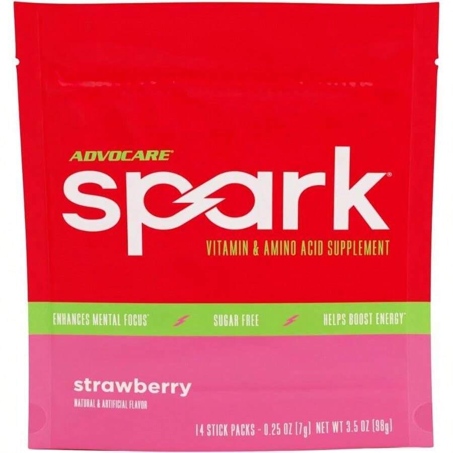 AdvoCare Spark Vitamin &Amp; Amino Acid Supplement - Focus &Amp; Energy Drink Powder Mix With Vitamin A, B-6, C &Amp; E - Also Includes L-Carnitine &Amp; L-Tyrosine - Fruit Punch, 14 Stick Packs - Flavor NameM - 查看 1