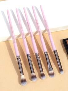 MAANGE 5/7pcs Premium Synthetic Hair Eye Makeup Brush Eyeshadow Brush Mixed Brush Eyeliner Brush Eye Shadow Brush Soft Comfortable Effective Application Long Handle Professional Cosmetic Brush Makeup Tools Kit At Home Or On-The-Go Travel Eye Makeup Brush Set Makeup Accessories Gifts For Friends - Pink - View 5