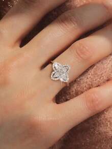 1pc Lucky Exquisite Four Leaf Clover Ring Ladies Jewelry For Women 925 Sterling Silver Birthday Ring Fine Jewelry For Girls Birthday Prom Party Gifts