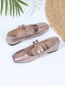 Women's Vintage Mary Jane Flats With Double Strap, Suitable For All Seasons - 香檳金 - 查看 5