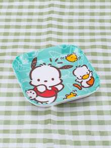 Sanrio 1pc Cute Hello Kitty & Melody Cartoon Fruit/Snack Plate, Square Bone Dish (Partial Pattern Random)