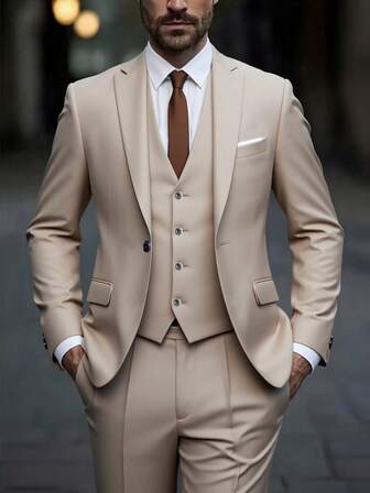 高品质男士婚礼礼服套装，包括外套、裤子和马甲，修身剪裁，男士燕尾服，定制英伦风新郎服装商务套装