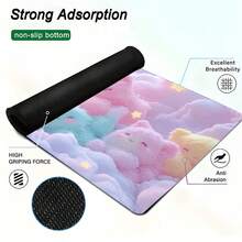Extra Large Cute Pink Cat Cloud Gaming Mouse Pad - Rubber Bottom, Durable Edging, Soft & Comfortable, Featuring Playful Cat & Star Patterns, Perfect Gift For Boyfriend/Girlfriend. Gaming Pad | Amusing Design | Durable Pad | Ideal For Cat Lovers - Multicolor - View 2