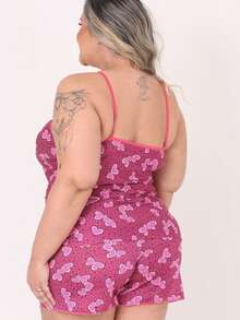Kit com 3 Baby Doll Plus Size em  Poliéster Estampado Short Doll Feminino Pijama Adulto mais Conforto para Dormir. - Multicolorido - Visão 10