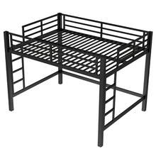 FUNIDEE Queen Size Metal Loft Bed With Easy Climbing Dual-Side Ladders, Metal Loft Bed Frame With Guardrails, Bed Frame For Bedroom - 黑色 - 查看 4