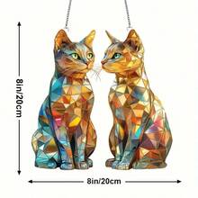 1 pezzo Cacciatore solare geometrico a forma di gatto, 20cm x 20cm, decorazione da parete a tema animale, regalo di Natale unico, decorazione moderna per ufficio, opera d'arte festiva, decorazione per casa e giardino