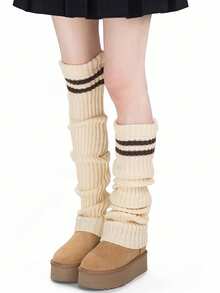 70 cm dzianinowe, bardzo długie i grube, prążkowane getry, ciepłe, wkładane przez kolano, jednolity kolor, jesień/zima