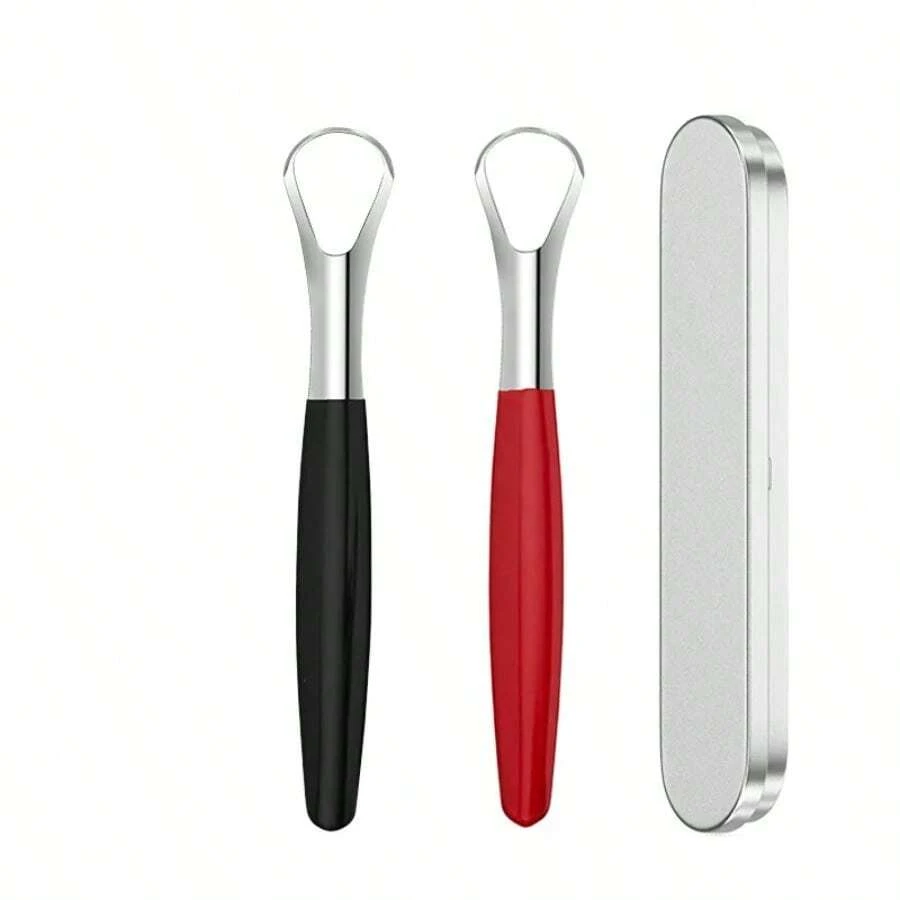 1/2pcs Stainless Steel Small Opening Tongue Scraper,Tongue Coating Cleaner To Clean Oral Tongue Coating And Eliminate Bad Breath - Multicolor - View 1