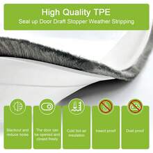  1pc Door Draft Stopper With Brush Reduce Noise, 39" Rubber Door Sweep Breeze Blocker, Soundproofing For Doors, Door Seal,Adjustable Under Door Draft Stoppers, Self-Adhesive Under Door Seal For Dust/Noise/Hot Or Cold Air Insulation(Length:1m) - Multicolor - View 10