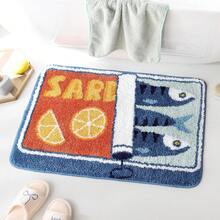Sardine Can Bath Mat, Blue Bathroom Rugs For Bedroom, Soft Washable Rug Non Slip Cute Kitchen Bath Mats For Bathroom Funny Cartoon Fish And Lemon - 藍色 - 查看 9