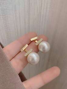 Faux Pearl Decor Stud Earrings - Multicolor - View 5