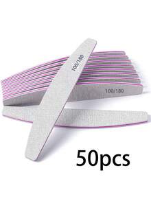 50pcs Nail Files, Double-Sided Nail Buffers, Professional Nail Care Tools For DIY Nail Shaping, Buffing, Polishing, Suitable For Women Fingernails And Toenails, Ideal For Home And Salon Use, Nail Art Supplies - Light Grey - View 19