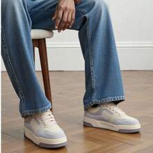 Elden Men's Casual Original Sneaker Street Skate Shoes E2200 - 米色和灰色 - 查看 3