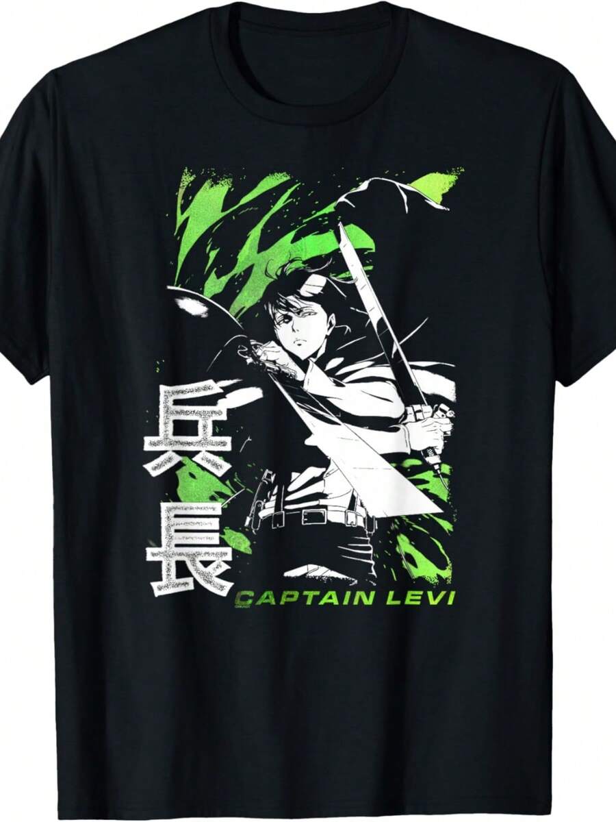 Season 2 Captain Kanji AOT Anime T-Shirt - Black - View 1