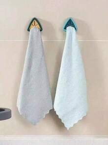 3pcs No Drill Adhesive Wall Hooks - High Strength ABS+TPR Plastic, Heat Resistant & Anti-Rust, Kitchen & Bathroom Storage Organizer, Multi-Purpose For Towels, Utensils, Keys (Green, Pink, Gray, Blue) - Multicolor - View 5