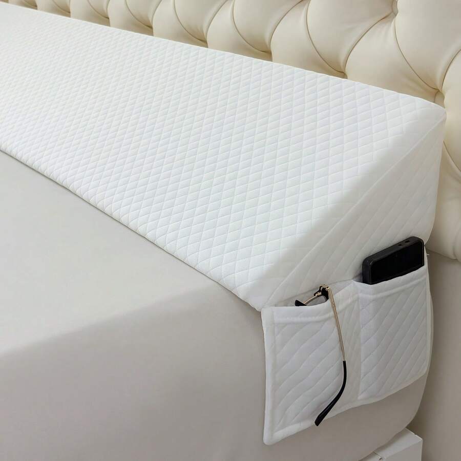 Bed Wedge Pillow - Gap Filler Mattress Wedge With Hidden Zipper Closure, 0-7" Height Adjustment, Breathable Fabric & Removable Washable Cover, Ergonomic Support For Headboard/Mattress/Wall Gap, Multi-Color Options, Machine Washable Bed Pillow For Sp - 白色 - 查看 1